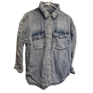 River Island Denim Shacket Small Oversized Classic Casual Preppy Lightweight